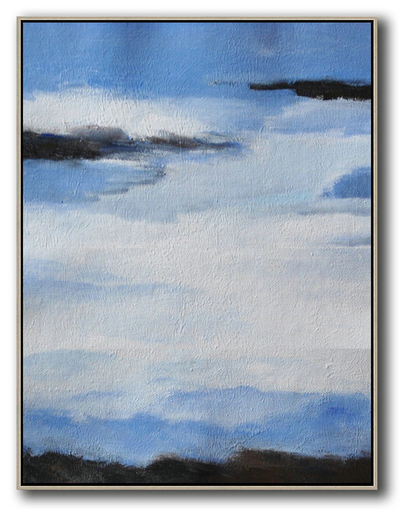 Large Abstract Painting,Oversized Abstract Landscape Painting,Handmade Acrylic Painting,Blue,White,Black.etc